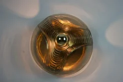 Pamono Amber Glass Flush Mount by Koch & Lowy for Peill and Putzler, 1960s><noscript><img width=