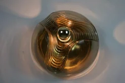 Pamono Amber Glass Flush Mount by Koch & Lowy for Peill and Putzler, 1960s><noscript><img width=