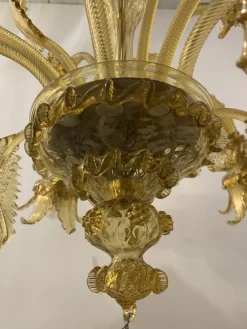 Clearance Pamono Amber Murano Glass Chandelier with Flowers and Leaves from Simoeng