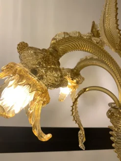 Clearance Pamono Amber Murano Glass Chandelier with Flowers and Leaves from Simoeng