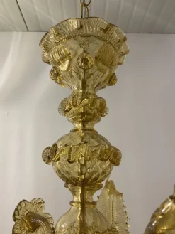 Clearance Pamono Amber Murano Glass Chandelier with Flowers and Leaves from Simoeng
