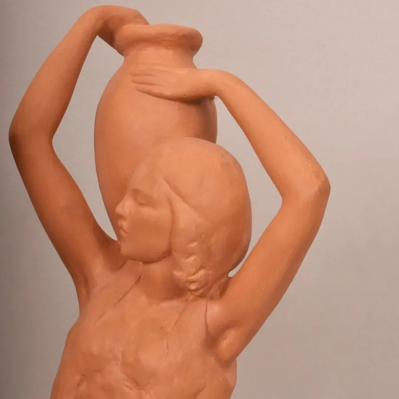 Clearance Pamono Amedeo Gennarelli, Art Deco Sculpture of Two Young Women with Amphora, 20th Century, Terracotta