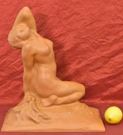 Pamono Amedeo Gennarelli, Art Deco Nude of Young Woman, 20th Century, Terracotta><noscript><img width=