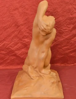 Pamono Amedeo Gennarelli, Art Deco Nude of Young Woman, 20th Century, Terracotta><noscript><img width=
