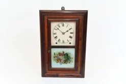 Pamono American Wall Clock with Painted Panel 8 Day Double Barrel Movement> Clocks