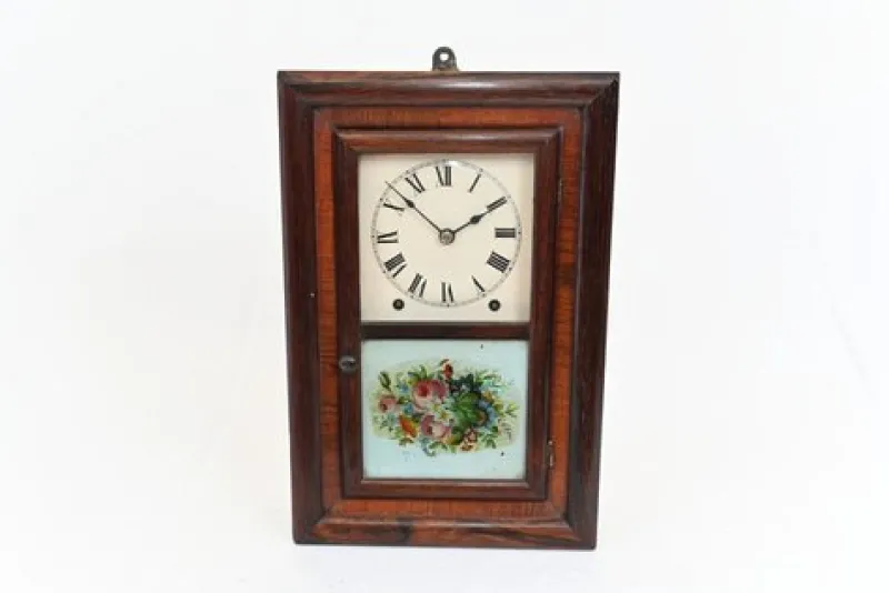 Pamono American Wall Clock with Painted Panel 8 Day Double Barrel Movement> Clocks