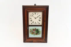 Pamono American Wall Clock with Painted Panel 8 Day Double Barrel Movement> Clocks