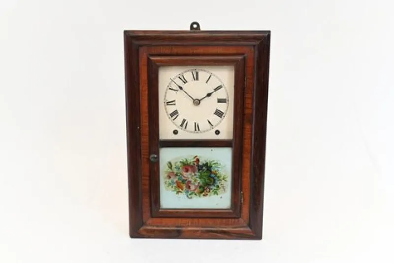 Pamono American Wall Clock with Painted Panel 8 Day Double Barrel Movement> Clocks