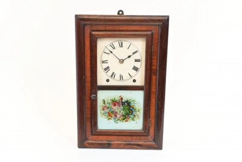 Pamono American Wall Clock with Painted Panel 8 Day Double Barrel Movement> Clocks