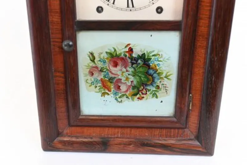 Pamono American Wall Clock with Painted Panel 8 Day Double Barrel Movement> Clocks