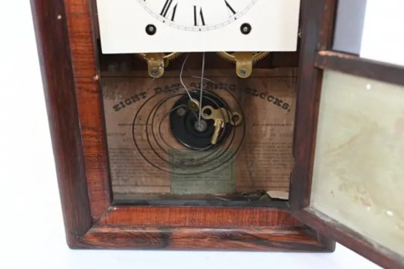 Pamono American Wall Clock with Painted Panel 8 Day Double Barrel Movement> Clocks