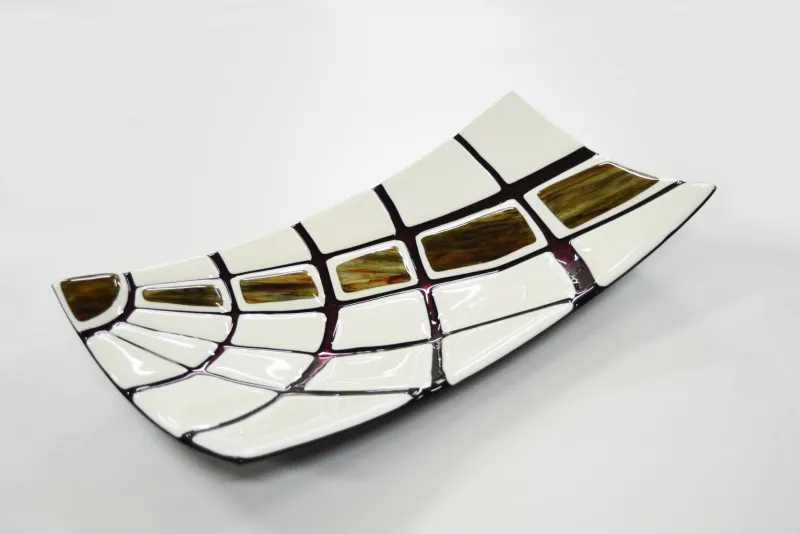 Pamono Amethyst & Aventurine Ivory Murano Glass Jurassico R40 Plate by Stefano Birello for VéVé Glass> Decorative Plates
