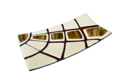 Best Pamono Amethyst & Aventurine Ivory Murano Glass Jurassico R30 Plate by Stefano Birello for VéVé Glass