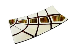 Best Pamono Amethyst & Aventurine Ivory Murano Glass Jurassico R30 Plate by Stefano Birello for VéVé Glass