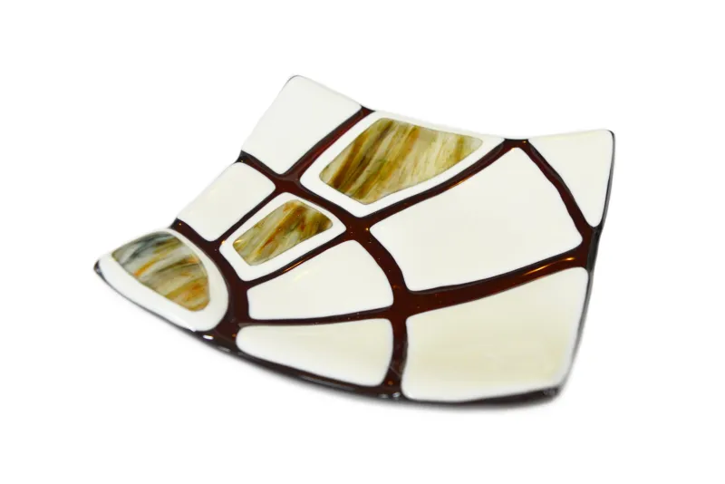 Pamono Amethyst & Aventurine Ivory Murano Glass Jurassico Q25 Plate by Stefano Birello for VéVé Glass> Decorative Plates