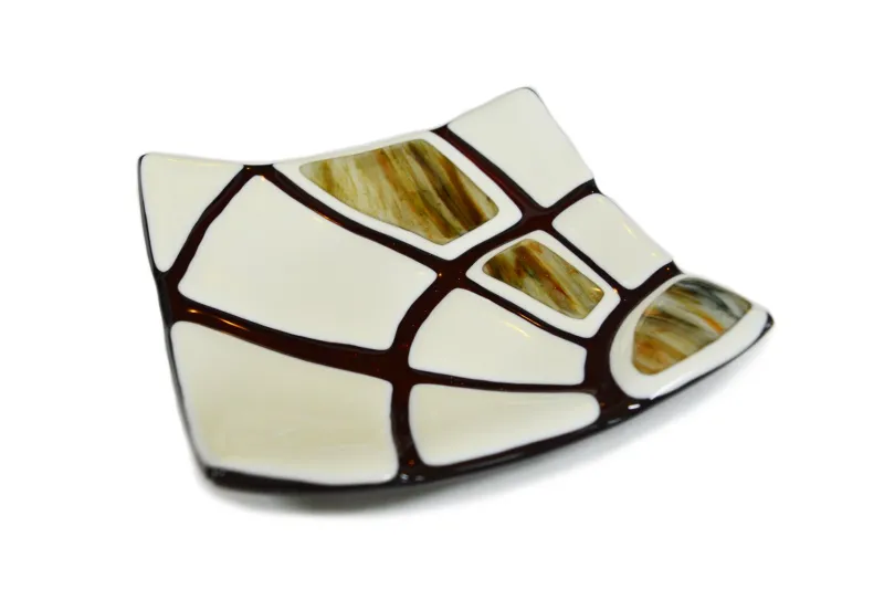 Pamono Amethyst & Aventurine Ivory Murano Glass Jurassico Q25 Plate by Stefano Birello for VéVé Glass> Decorative Plates