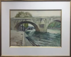 Sale Pamono André Fidrit, Le Pont Royal in Paris, 1900, Watercolor