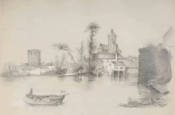 Sale Pamono André Ruellan, The Landscape, Original Pencil & Lead Drawing, 20th Century