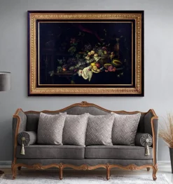 Pamono Andrea Marinell, Large Still Life with Fruits, Oil on Canvas, 1980s, Framed> Classical