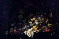 Pamono Andrea Marinell, Large Still Life with Fruits, Oil on Canvas, 1980s, Framed><noscript><img width=
