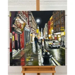 New Pamono Angela Wakefield Modern Impressionist Painting of Soho London at Night by Urban Landscape Artist, 2010