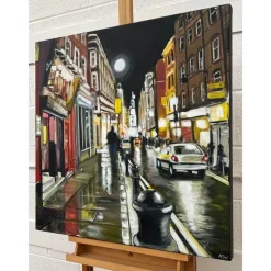 New Pamono Angela Wakefield Modern Impressionist Painting of Soho London at Night by Urban Landscape Artist, 2010