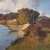 Outlet Pamono Angiolo Volpe, Livorno Retoni Sull Arnaccio, Oil on Canvas, Framed