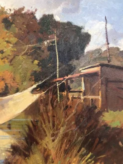 Outlet Pamono Angiolo Volpe, Livorno Retoni Sull Arnaccio, Oil on Canvas, Framed