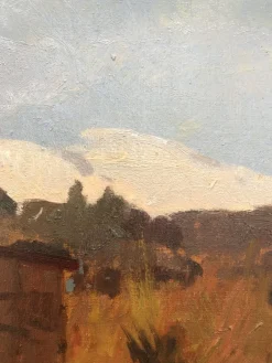 Outlet Pamono Angiolo Volpe, Livorno Retoni Sull Arnaccio, Oil on Canvas, Framed