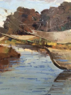 Outlet Pamono Angiolo Volpe, Livorno Retoni Sull Arnaccio, Oil on Canvas, Framed