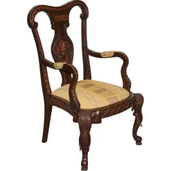 New Pamono Anglo Indian Wooden Heavily Carved Armchair