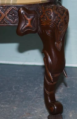 New Pamono Anglo Indian Wooden Heavily Carved Armchair
