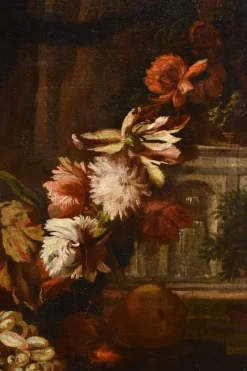 Pamono Aniello Ascione, Still Life with Flowers & Fruit, 1690, Oil on Canvas, Framed><noscript><img width=