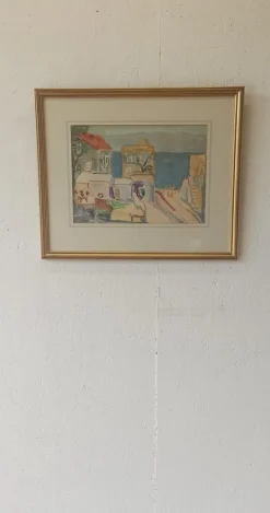 Pamono Anna Weingrün-Lieblich, Tiberias, 20th Century, Watercolor><noscript><img width=