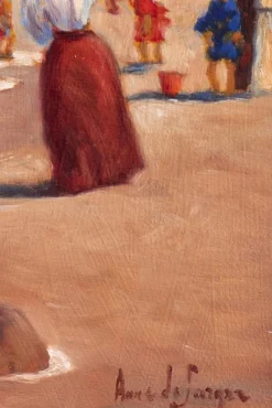 Clearance Pamono Anne de Seager, Beach Scene, Oil on Panel, 20th Century, Framed