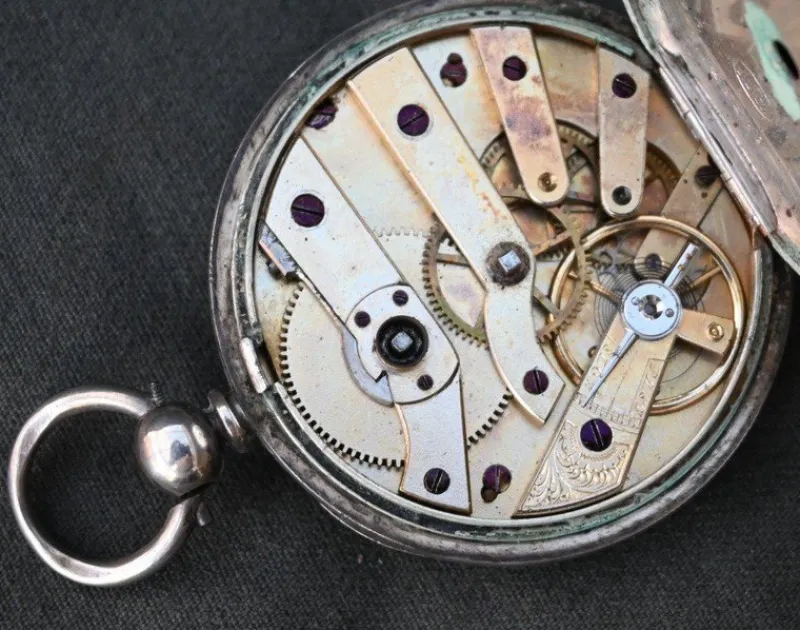 Pamono Antiqe Prince of Wales Silver Pocket Watch from J. W. Benson, 19th Century