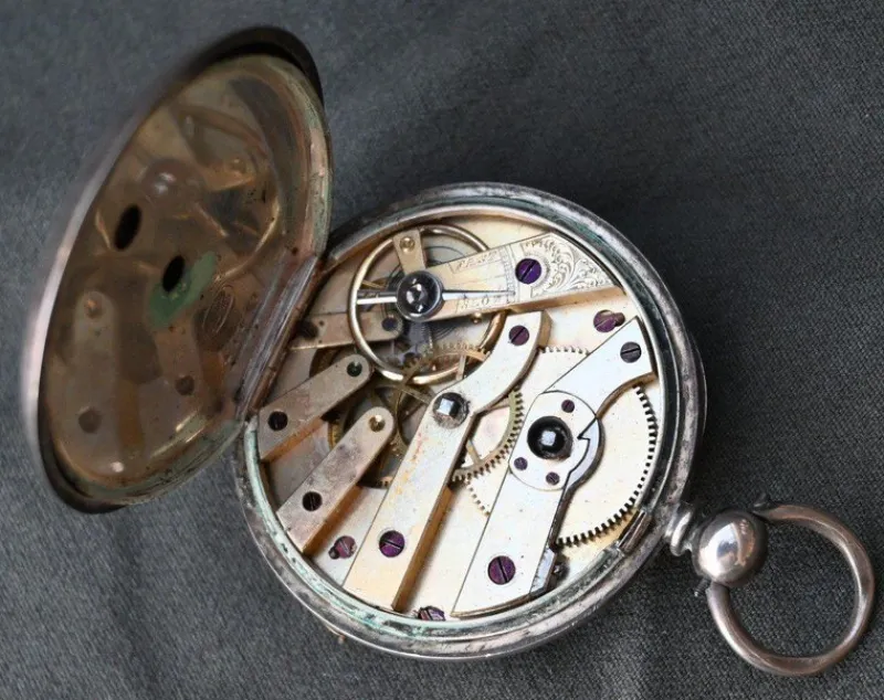 Pamono Antiqe Prince of Wales Silver Pocket Watch from J. W. Benson, 19th Century