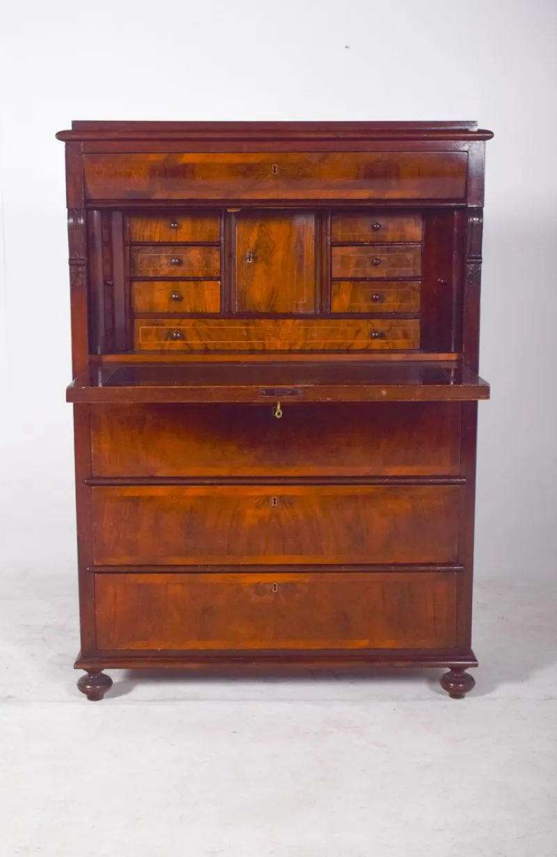 Pamono Antique Abattant Cabinet with Large Drawers, 1890s> Secretaires