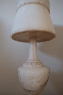 Pamono Antique Alabaster Table Lamp with Alabaster Shade> Table Lamps