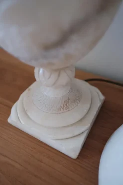 Pamono Antique Alabaster Table Lamp with Alabaster Shade><noscript><img width=