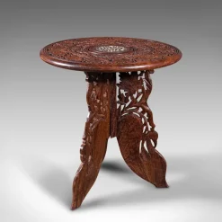 Clearance Pamono Antique Anglo-Indian Fold Away Circular Side Table