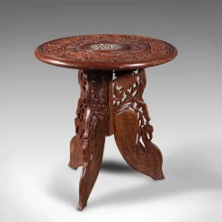 Clearance Pamono Antique Anglo-Indian Fold Away Circular Side Table
