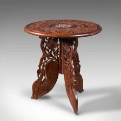 Clearance Pamono Antique Anglo-Indian Fold Away Circular Side Table