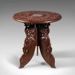 Clearance Pamono Antique Anglo-Indian Fold Away Circular Side Table