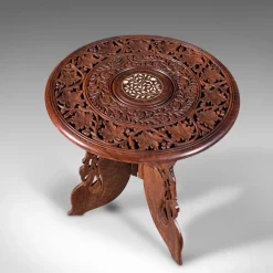 Clearance Pamono Antique Anglo-Indian Fold Away Circular Side Table