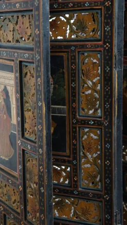 Pamono Antique Anglo-Indian Hand-Painted Wooden Room Divider, 1800s><noscript><img width=