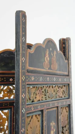 Pamono Antique Anglo-Indian Hand-Painted Wooden Room Divider, 1800s><noscript><img width=