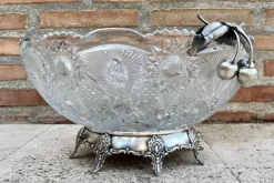 Hot Pamono Antique Art Deco French Cut Glass Fruit Bowl