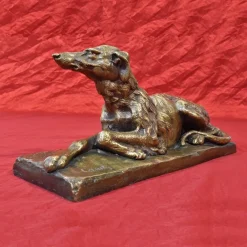 Pamono Antique Art Deco Sculpture, Little Greyhound Dog, 20th-Century, Bronze> Art Deco