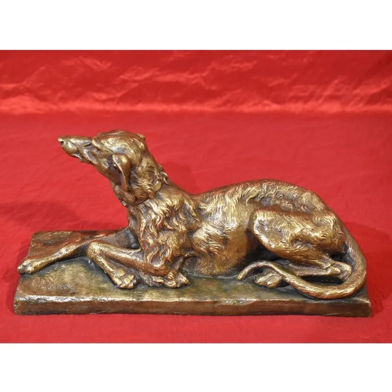 Pamono Antique Art Deco Sculpture, Little Greyhound Dog, 20th-Century, Bronze> Art Deco